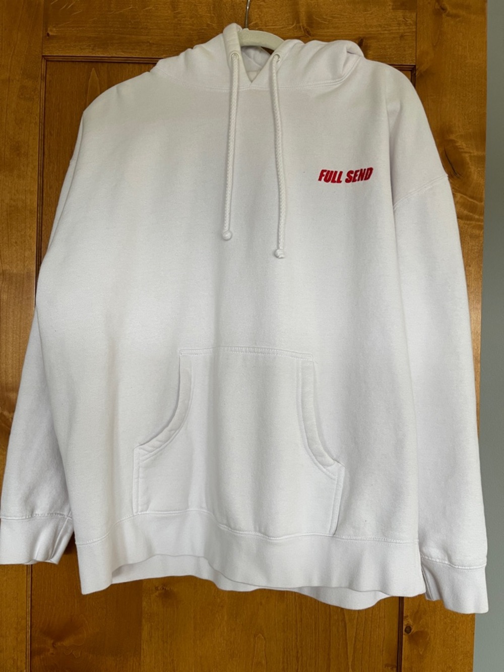 Full Send White Hoodie - White Men's Pullover Hoodie